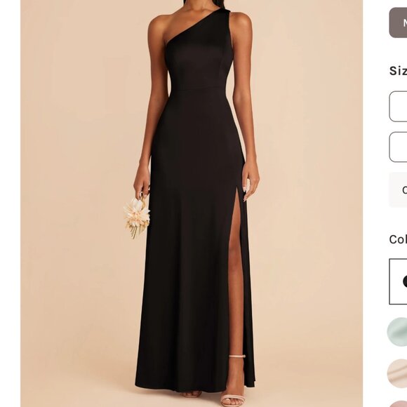 Birdy Grey Kira Dress with Slit in Matte Satin Black HEMMED - Picture 1 of 6